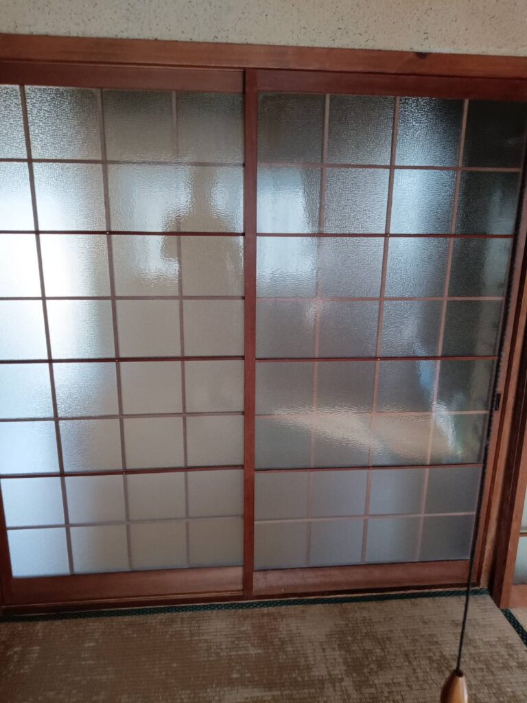 下関市楠乃の障子ガラス交換完了