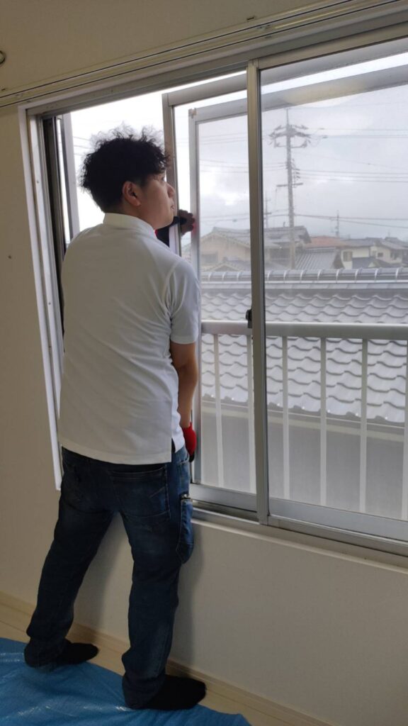 宇部市 窓ガラス交換前 単板ガラス